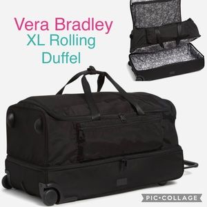 Vera Bradley XL Duffle Bag Travel Bag, Foldable, Rolling, Black